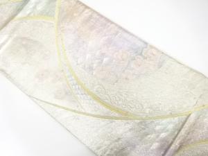 霞に枝花模様織り出し　袋帯